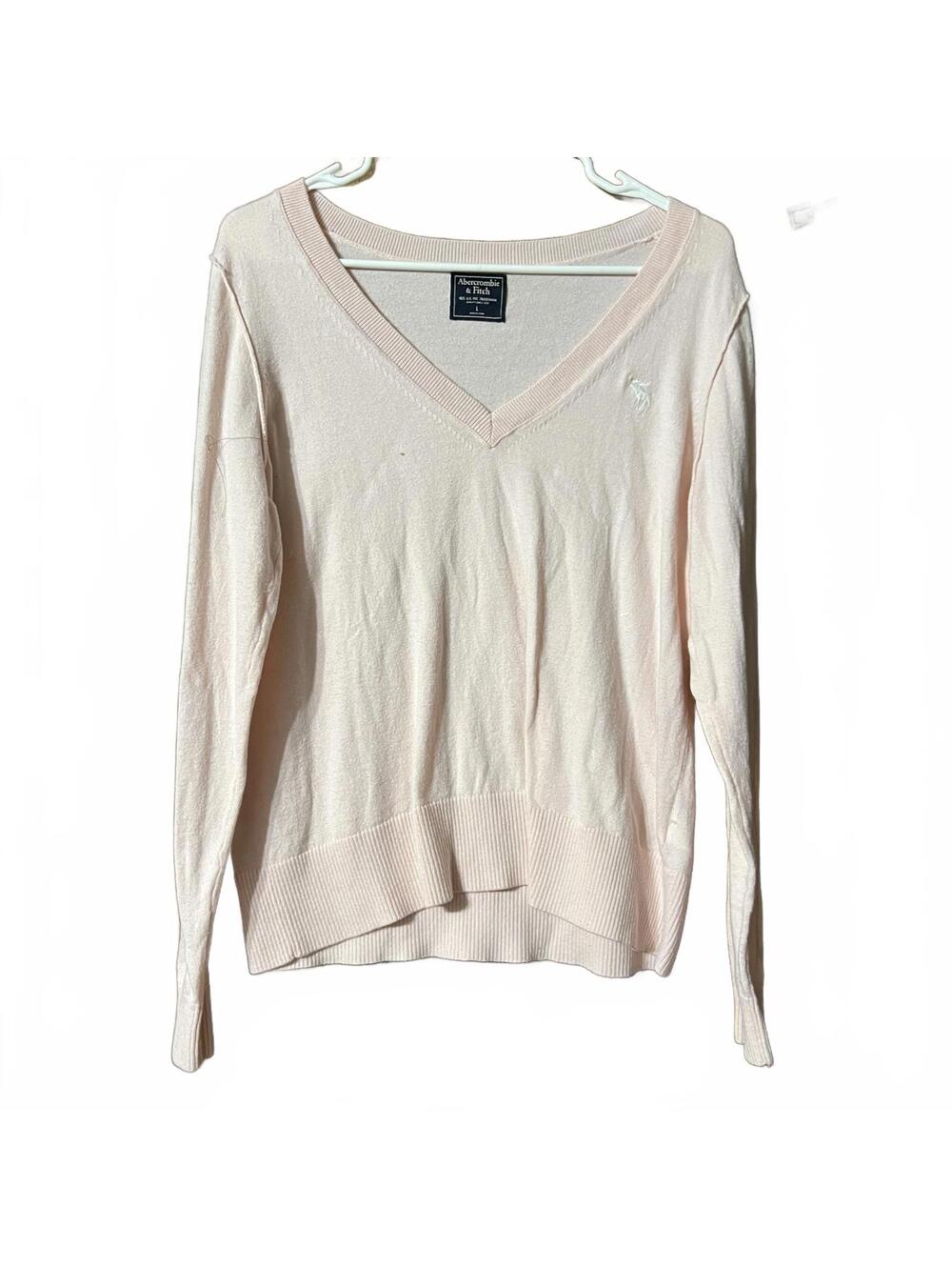 Abercrombie & Fitch Light Pink V-Neck Sweater Large